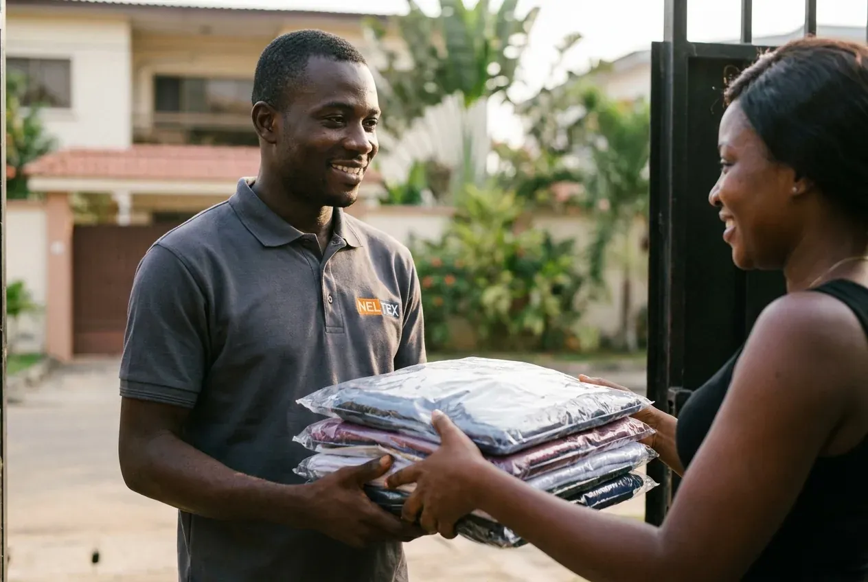 Collecte du linge chez un client, Abidjan